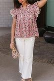 Floral Ruffle Sleeve Top
