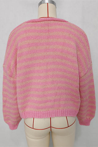 Striped Button-Front Cardigan