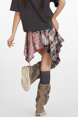 Plaid Handkerchief Mini Skirt