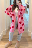 Heart-Patterned Open Front Cardigan