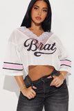 Off-Shoulder Numbered T-Shirt