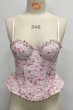 Floral Peplum Corset Tank Top