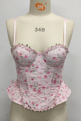 Floral Peplum Corset Tank Top