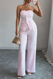 Strapless Buttoned Pants Set