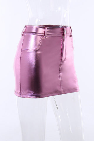 Sleek Metallic Mini Skirt