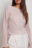 Elegant Pleated Long-Sleeve Blouse