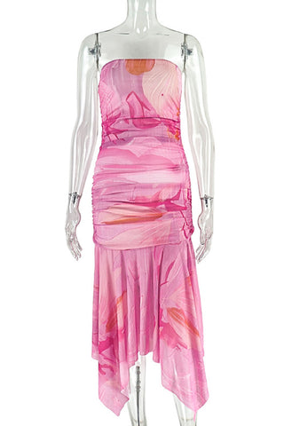 Strapless Ruched Casual Dress