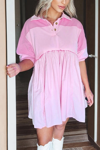 Color Block Patchwork Mini Dress