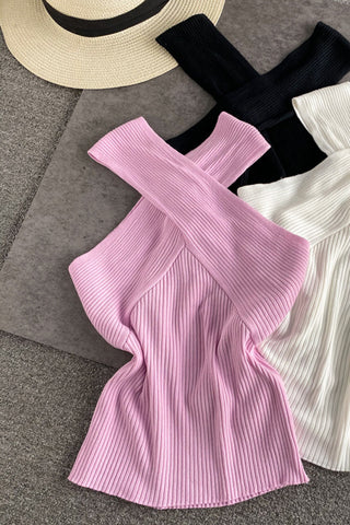Ribbed Cross-Back Cami Top