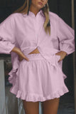 Ruffled Button-Up Short Sets
