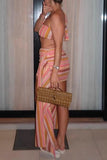 Striped Halter Skirt Set