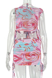 Abstract Print Two-Piece Skirt Set