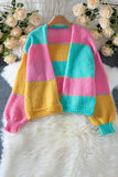 Colorblock Open Front Cardigan
