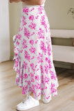 Ruffle Split Floral Maxi Skirt