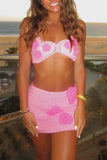 Crochet Heart Bikini Skirt Set