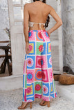 Tile Print Wide-Leg Pants