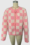 Checkered Tie-Front Cardigan