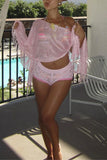 Asymmetric Fringe Knit Blouse