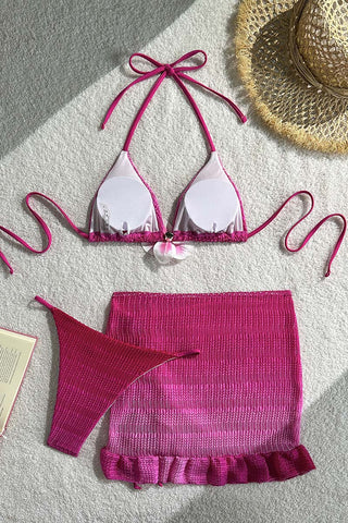 Stylish Halter Bikini with Skirt Cover-Up