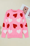 Heart Patterned Oversized Sweater
