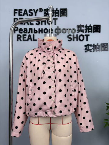 Polka Dot Button-Front Jacket