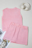 Mint Green 2 Pieces Mineral Wash Cotton Tank Top Lined Split Skirt Set