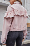 Ruffle-Trim Denim Jacket