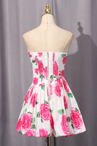 Strapless Floral Evening Dress