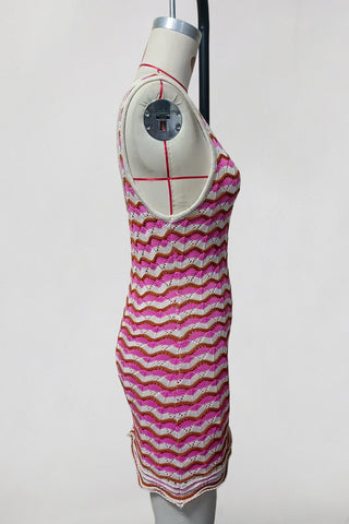 Wavy Pattern Sleeveless Casual Dress