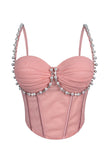Pearl-Embellished Bustier Tank Top