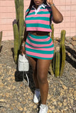 Striped Crop Top and Skirt Set