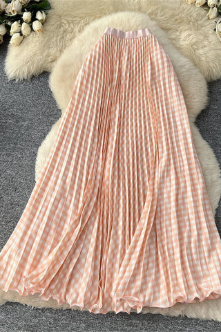 Checkered Flowing Maxi Skirt