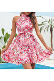 Floral Halter Neck Mini Dress