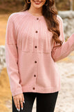 Textured Detail Button Down Long Sleeve Cardigan