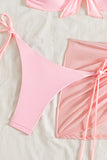 Tie-Front Bikini Set with Ruched Cover-Up