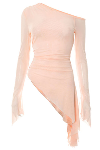 Asymmetric Off-Shoulder Long Sleeve Top