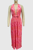 Halter Neck Pleated Maxi Dress