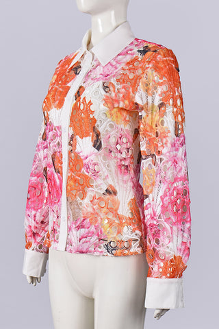 Vibrant Floral Lace Blouse
