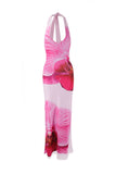 Halter Neck Floral Maxi Dress