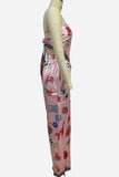 Strapless Printed Pants Set