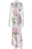 Floral Sleeveless Casual Maxi Dress