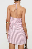 Halter Striped Casual Dress