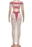 Off-Shoulder Mesh Skirt Set