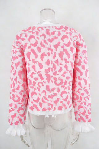 Tie-Front Leopard Print Cardigan