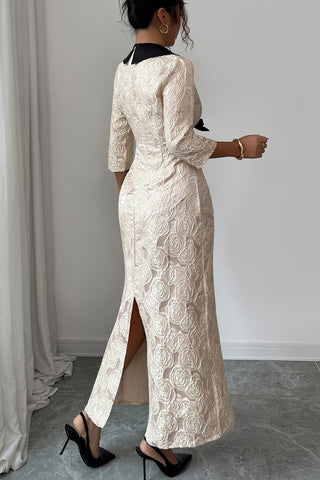 Elegant Floral Embossed Casual Dress