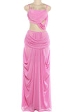 Elegant Draped Skirt Set