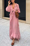 Ruffle Tie-Front Casual Dress