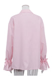 Button-Down Blouse with Tie Sleeve Detail