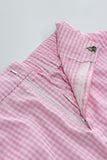 Pink Plaid Puff Sleeve Set