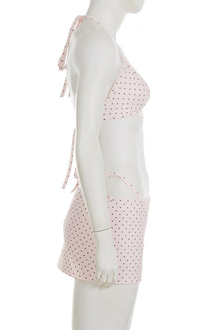Polka Dot Bikini with Skirt Set